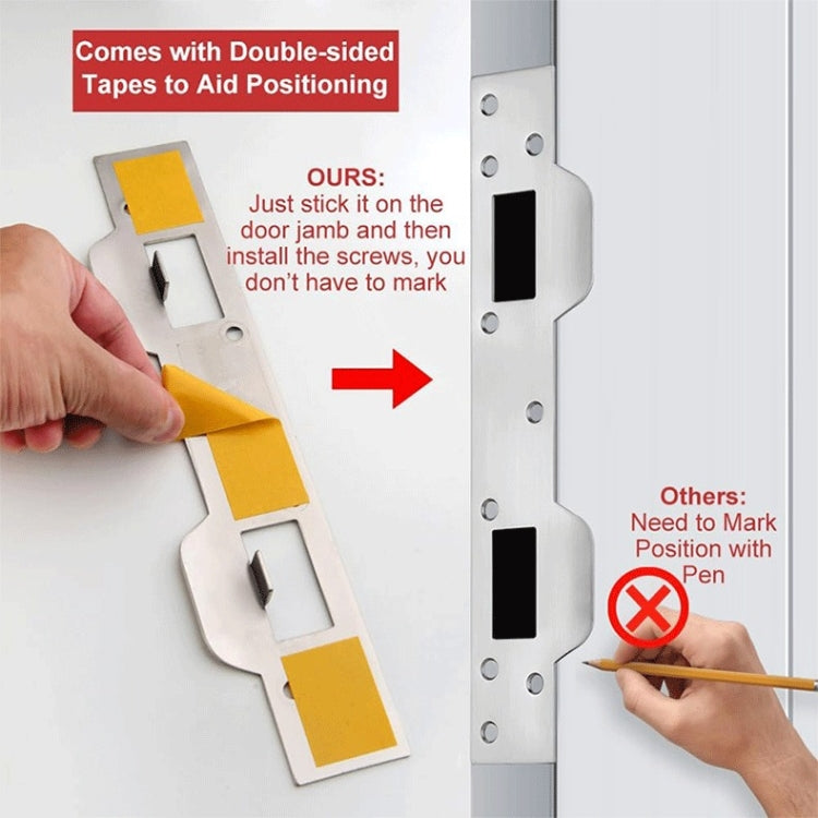 Heavy Duty Metal Latch Plate for Exterior Interior Door Double Hole Reinforcement Striker Plates(White) - Door Locks & Cabinet Locks by PMc TechLife | Online Shopping South Africa | PMc TechLife | Buy Now Pay Later Mobicred