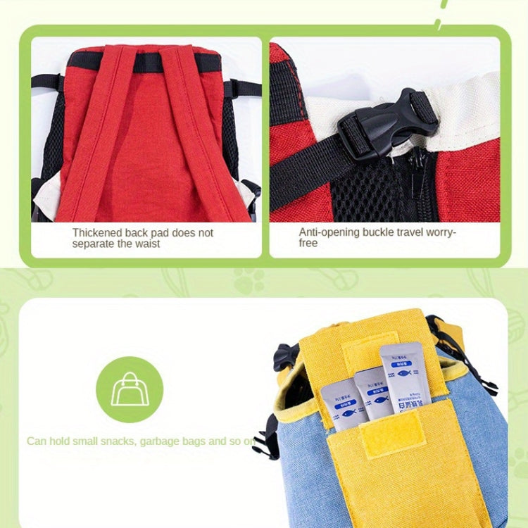 DONO Pet Four-legged Bag Outdoor Carrying Bag Breathable Backpack, Size: L(Blue Yellow) - Pet Bags by DONO | Online Shopping South Africa | PMC TechLife | Buy Now Pay Later Mobicred