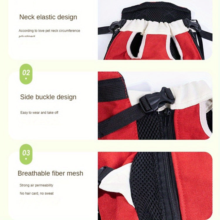 DONO Pet Four-legged Bag Outdoor Carrying Bag Breathable Backpack, Size: XXL(Red White) - Pet Storages & Bags by DONO | Online Shopping South Africa | PMC TechLife | Buy Now Pay Later Mobicred