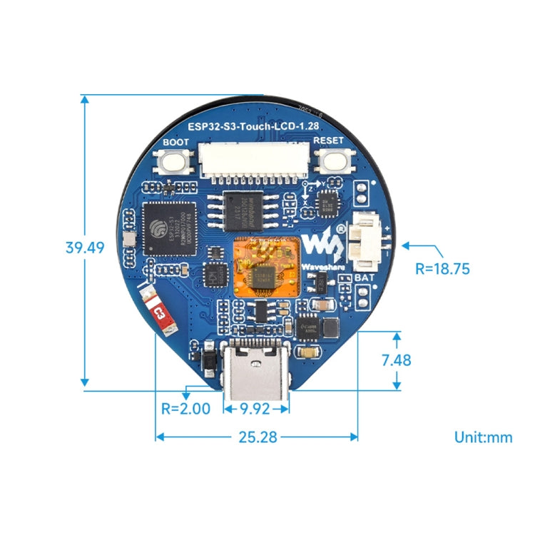 Waveshare 25098 ESP32-S3 1.28-Inch Round Touch LCD Development Board - free shipping - PMC Jewellery - Order now!