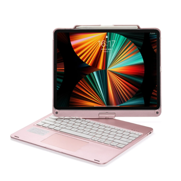 For iPad Pro 12.9 Inch 2022/2021/2020/2018 Tablet Bluetooth Touch Keyboard With Backlight 360 Degree Rotation(Rose Gold) - For iPad Pro by PMC Jewellery | Online Shopping South Africa | PMC Jewellery | Buy Now Pay Later Mobicred