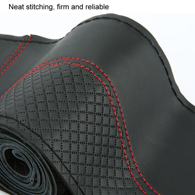 38cm Cowhide Embossed Hand-Stitched Double-Line Steering Wheel Cover(Black Blue Line) - Steering Wheel Accessories by PMC TechLife | Online Shopping South Africa | PMC TechLife | Buy Now Pay Later Mobicred