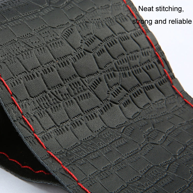 38cm Four-season Embossed Cowhide Hand-sewn Steering Wheel Cover(Black+Red Line) - Steering Wheel Accessories by PMC TechLife | Online Shopping South Africa | PMC TechLife | Buy Now Pay Later Mobicred