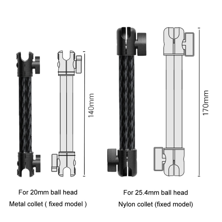 Car Phone Mount Extension Arm Double Jointed Swivel Adjustment Carbon Fiber Bracket Connecting Rod, Model: 140mm For 20mm Ball Head - free shipping - PMC Jewellery - Order now!