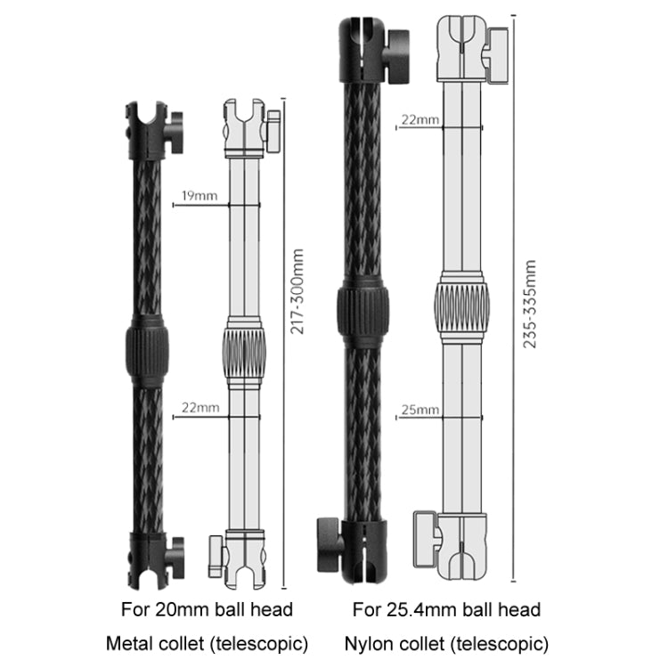 Telescopic Car Phone Mount Extension Arm Double Jointed Swivel Carbon Fiber Bracket Connecting Rod, Model: 235-335mm For 25.4mm Ball Head - free shipping - PMC Jewellery - Order now!