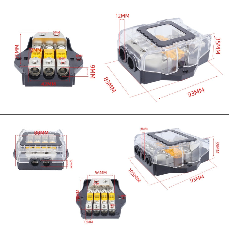 80A Car Audio Amplifier Modified Solid Brass Fuse Holder With Transparent Cover, Specifications: 2-way - Fuse by PMC TechLife | Online Shopping South Africa | PMC TechLife | Buy Now Pay Later Mobicred