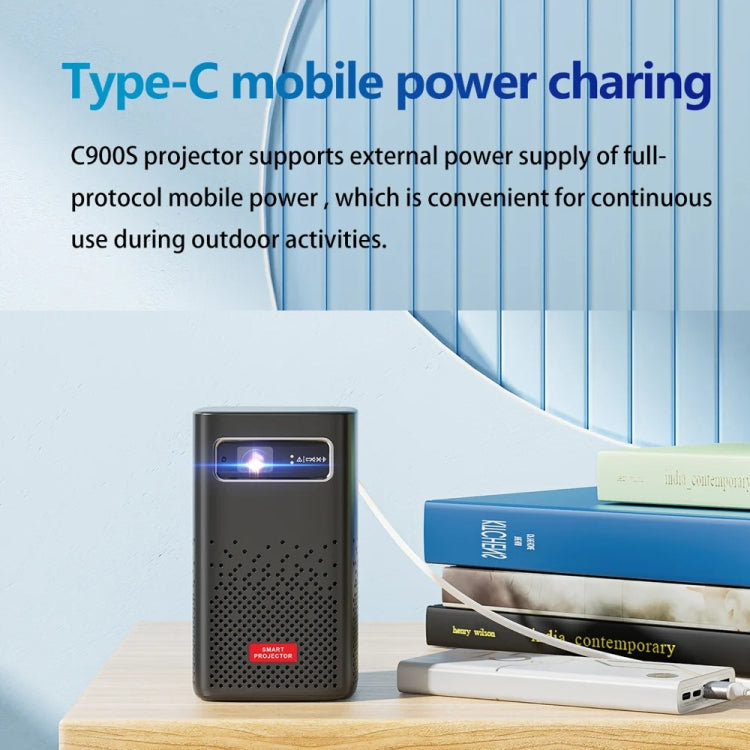 TOUMEI C900 Outdoor Portable Built-In Battery 4K HD Home Music Projector UK Plug(Black) - Mini Projector by TOUMEI | Online Shopping South Africa | PMc TechLife | Buy Now Pay Later Mobicred