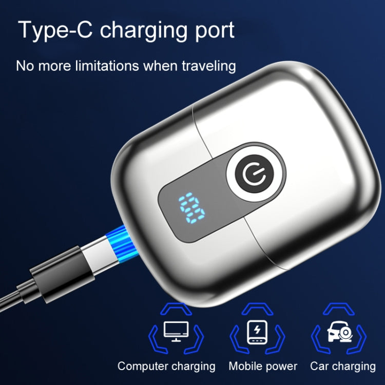 Double Ring Magnetic Electric Shaver Travel Portable Rechargeable Full Body Washable Men Razor(Grey) - Electric Shavers by PMC TechLife | Online Shopping South Africa | PMC TechLife | Buy Now Pay Later Mobicred