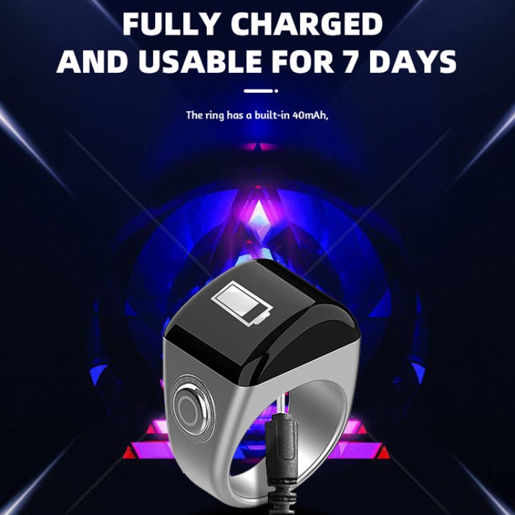 Equantu Smart Bluetooth Finger Counter Muslim Prayer Time Reminder Ring, Style: Silver 18mm - free shipping - PMC TechLife - Order now!