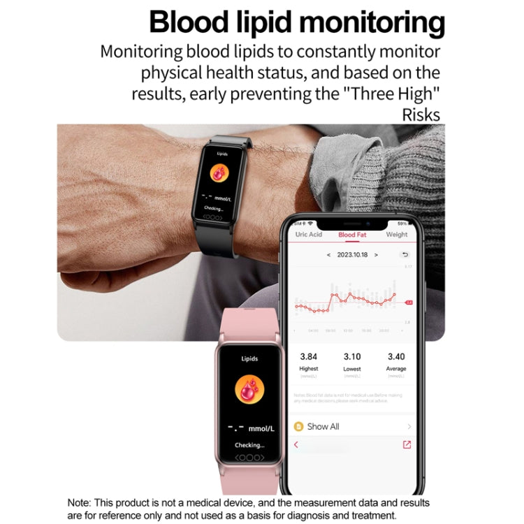 Uric Acid Blood Lipid Noninvasive Blood Sugar Heart Rate Oxygen Temperature Monitoring Smart Healthy Sports Bracelet(Black) - Smart Wristbands by PMC TechLife | Online Shopping South Africa | PMC TechLife | Buy Now Pay Later Mobicred