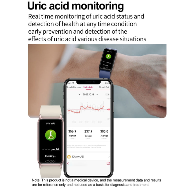 Uric Acid Blood Lipid Noninvasive Blood Sugar Heart Rate Oxygen Temperature Monitoring Smart Healthy Sports Bracelet(Blue) - Smart Wristbands by PMC TechLife | Online Shopping South Africa | PMC TechLife | Buy Now Pay Later Mobicred