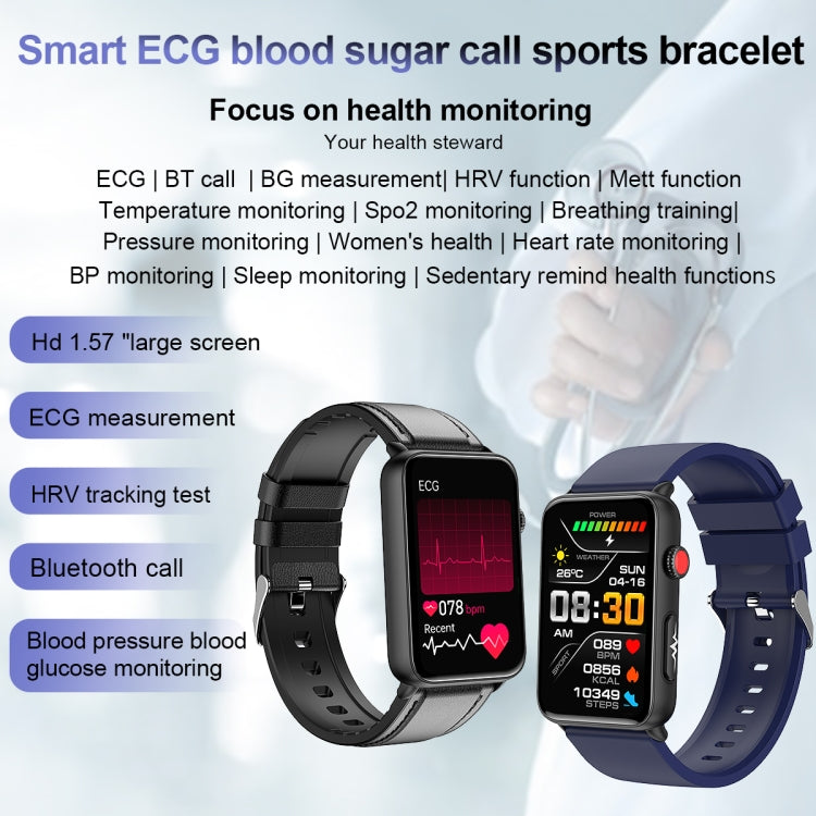 Smart Watch Ring ECG Temperature Heart Rate Blood Pressure Health Bluetooth Talking Watch, Color: Brown Leather - free shipping - PMC TechLife - Order now!