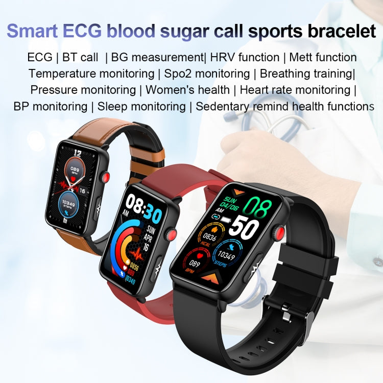 Smart Watch Ring ECG Temperature Heart Rate Blood Pressure Health Bluetooth Talking Watch, Color: Red Silicone - free shipping - PMC TechLife - Order now!