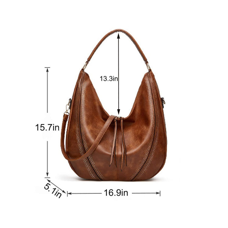 Women Large Capacity Tote Bag PU Leather Shoulder Bag 2 In 1 Light Gray - Handbags by PMC TechLife | Online Shopping South Africa | PMC TechLife | Buy Now Pay Later Mobicred
