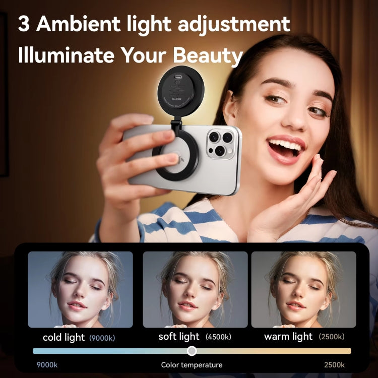 TELESIN Magnetic Selfie Light Rechargeable Foldable Fill Light For Mobile Phone - free shipping - PMC Jewellery - Order now!