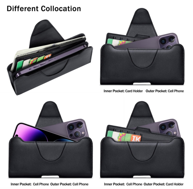 NUOKU 5.5-6.7 Inch Dual Phone Belt Clip Carrying Pouch Litchi Texture Leather Phone Case(Black) - free shipping - PMC TechLife - Order now!