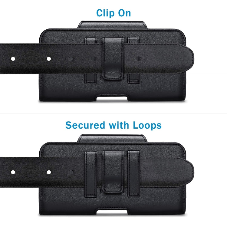 NUOKU 5.5-6.7 Inch Dual Phone Belt Clip Carrying Pouch Litchi Texture Leather Phone Case(Black) - free shipping - PMC TechLife - Order now!