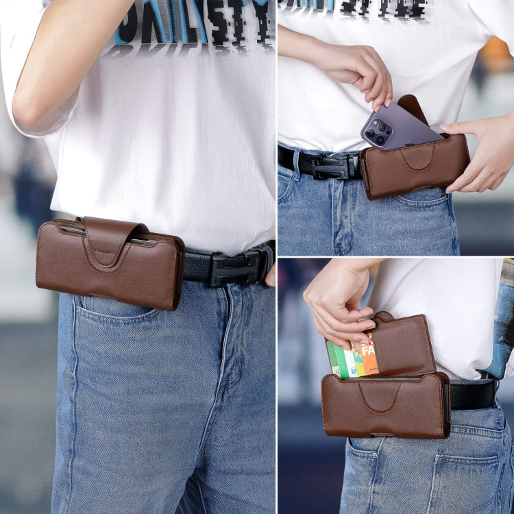 NUOKU 5.5-6.7 Inch Dual Phone Belt Clip Carrying Pouch Litchi Texture Leather Phone Case(Dark Brown) - free shipping - PMC TechLife - Order now!