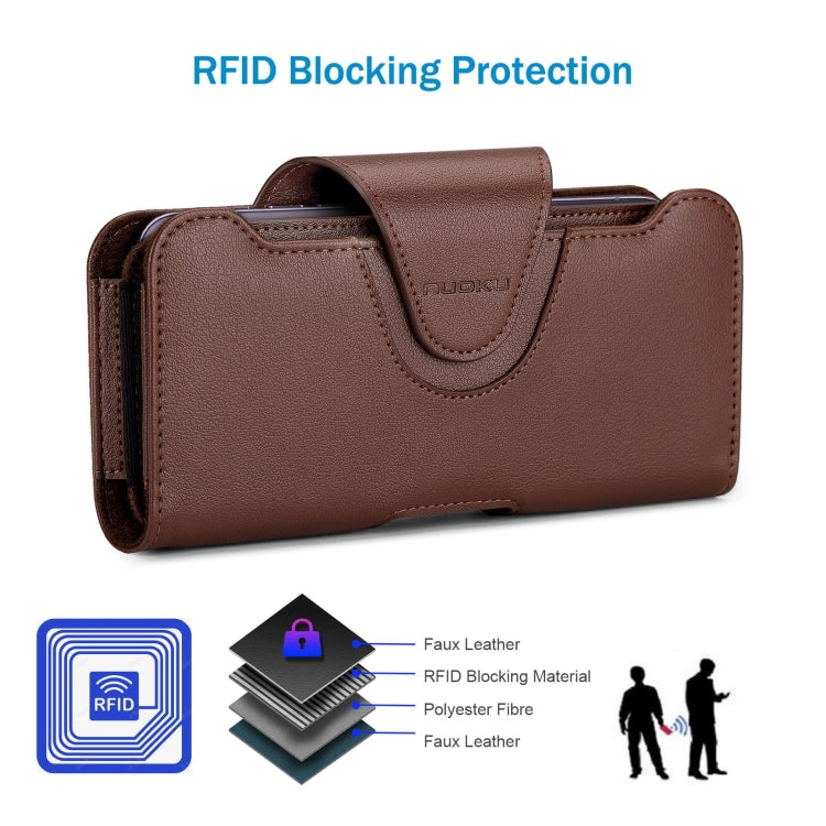 NUOKU 5.5-6.7 Inch Dual Phone Belt Clip Carrying Pouch Litchi Texture Leather Phone Case(Dark Brown) - free shipping - PMC TechLife - Order now!