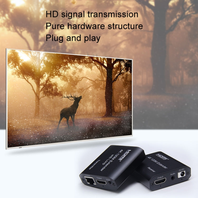 HDMI To RJ45 120m Single Network Cable 4K HD Network Extender, Receiver+Transmitter EU Plug(Black) - Amplifier by PMC Jewellery | Online Shopping South Africa | PMC Jewellery | Buy Now Pay Later Mobicred