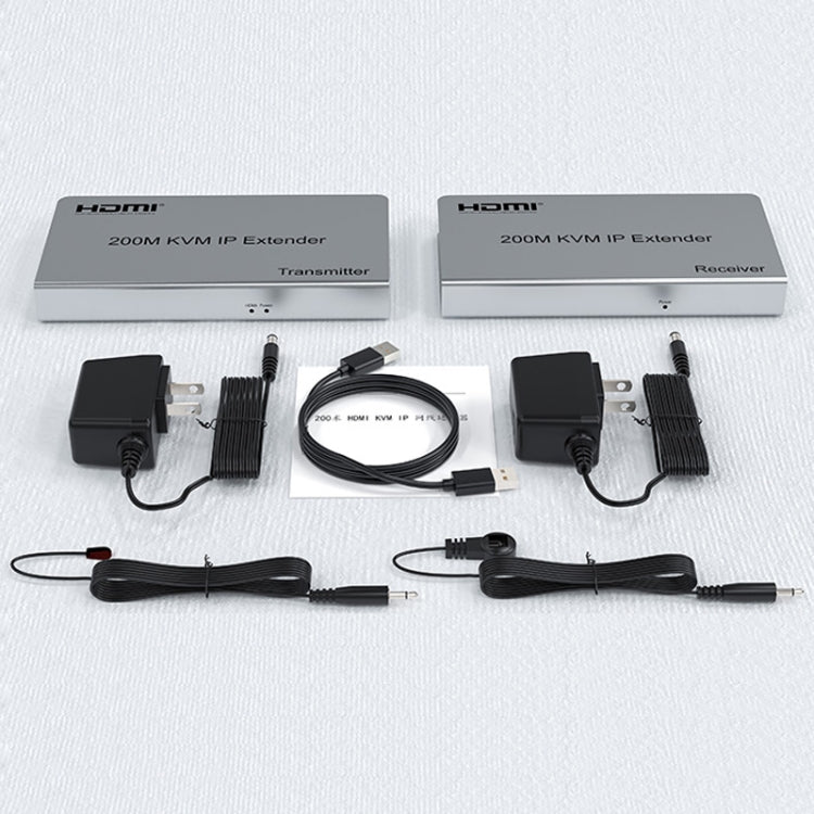 KVM 200m HDMI IP Extender RJ45 Network Cable Video Extender, Transmitter+Receiver, US Plug - Amplifier by PMC Jewellery | Online Shopping South Africa | PMC Jewellery | Buy Now Pay Later Mobicred