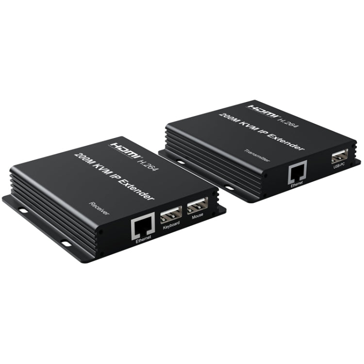 200m HDMI KVM IP Network Cable Extender H.264 Mouse Keyboard Extender UK Plug(Black) - Amplifier by PMC Jewellery | Online Shopping South Africa | PMC Jewellery | Buy Now Pay Later Mobicred