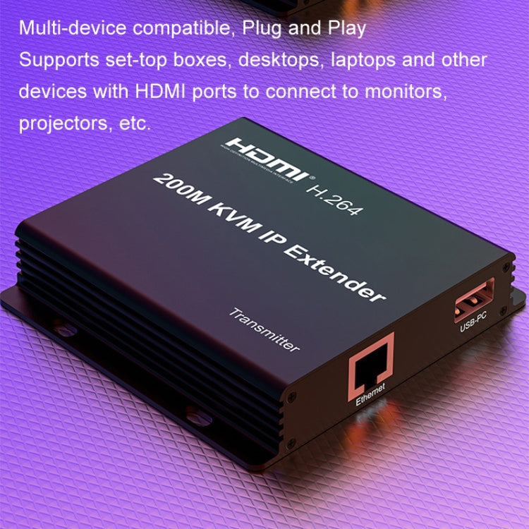200m HDMI KVM IP Network Cable Extender H.264 Mouse Keyboard Extender UK Plug(Black) - Amplifier by PMC Jewellery | Online Shopping South Africa | PMC Jewellery | Buy Now Pay Later Mobicred