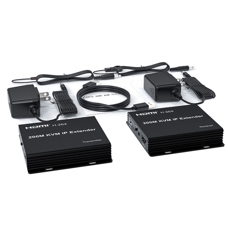 200m HDMI KVM IP Network Cable Extender H.264 Mouse Keyboard Extender UK Plug(Black) - Amplifier by PMC Jewellery | Online Shopping South Africa | PMC Jewellery | Buy Now Pay Later Mobicred