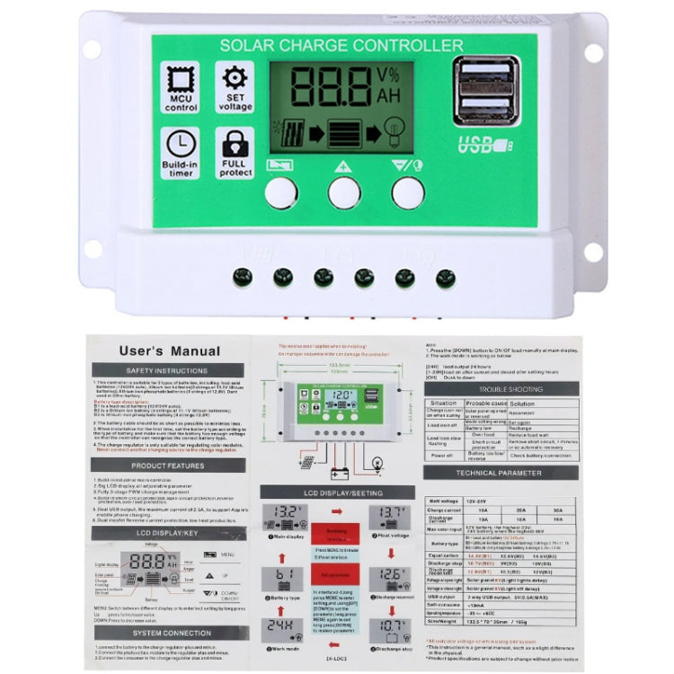 30A 12V PWM Solar Cell Panel Charger Controller Lithium-ion Lead-acid Battery Solar Controller - Voltage Stabilizer by PMC TechLife | Online Shopping South Africa | PMC TechLife | Buy Now Pay Later Mobicred