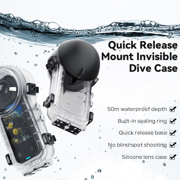 For Insta360 X4 aMagisn 50m Depth Waterproof Protective Case Quick Release Invisible Diving Cover - free shipping - PMc TechLife - Order now!
