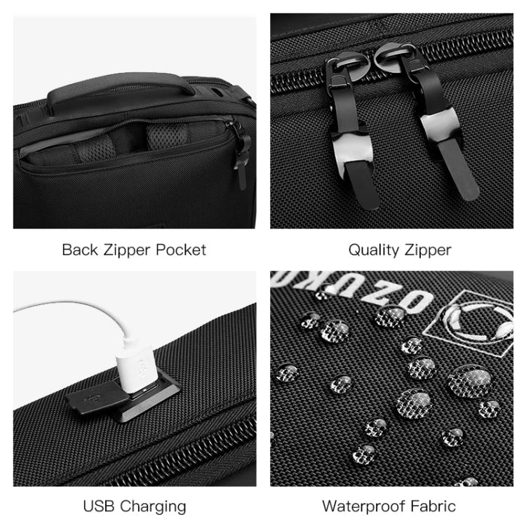 Ozuko Business Laptop USB Backpack Men Schoolbag(Black) - free shipping - PMC Jewellery - Order now!