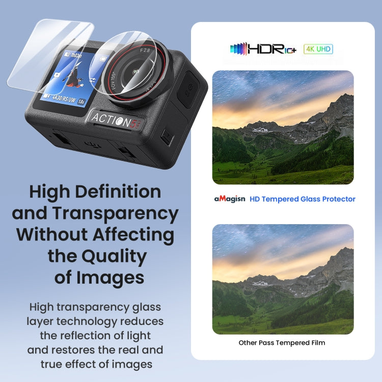 For DJI Osmo Action 5 Pro aMagisn 9H Hardness Tempered Glass Set Package A - free shipping - PMC TechLife - Order now!