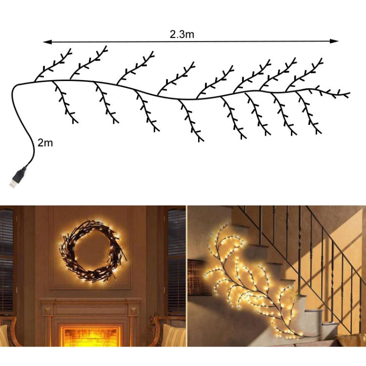 2.3m 144 LEDs Branch Rattan String Lights Wedding Home Decor Garland Lamps, Style: USB Always-on(Warm White) - USB Light by PMc TechLife | Online Shopping South Africa | PMc TechLife | Buy Now Pay Later Mobicred