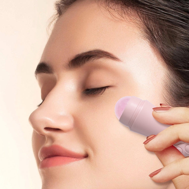Natural Rose Quartz Face Oil Absorbing Roller Volcanic Stone Facial Skin Repair Cleansing Massager(Pink) - free shipping - PMC TechLife - Order now!
