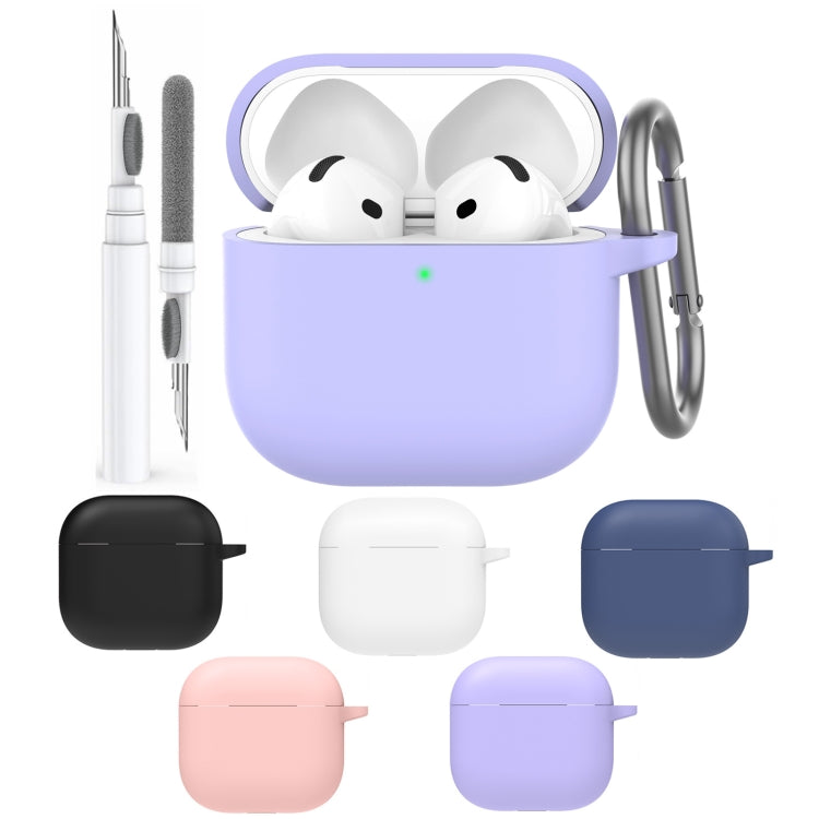 For Airpods 4 AhaStyle WG163 Earphone Drop-Proof Dust-Proof Silicone Protective Case With Cleanning Pen(White) - free shipping - PMC Jewellery - Order now!