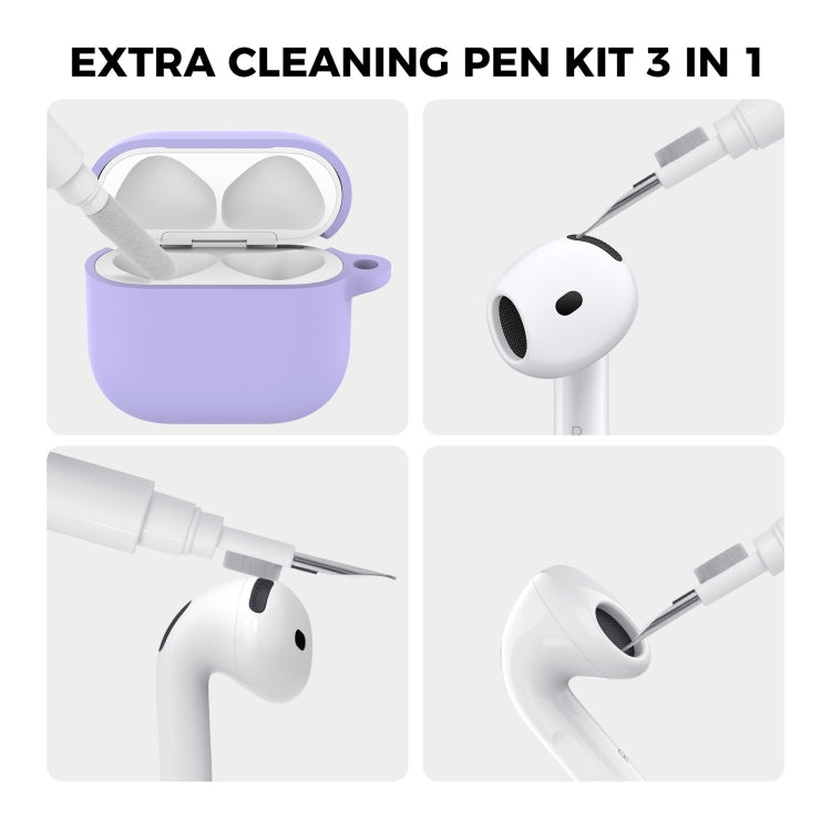 For Airpods 4 AhaStyle WG163 Earphone Drop-Proof Dust-Proof Silicone Protective Case With Cleanning Pen(White) - free shipping - PMC Jewellery - Order now!