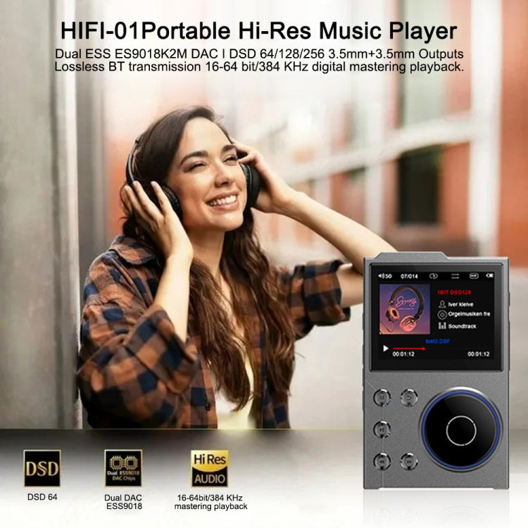 2.4 Inch HIFI Bluetooth Music Player DSD256 Mastering Sound Quality Walkman, Memory: 16GB+32GB(Gray) - free shipping - PMC Jewellery - Order now!