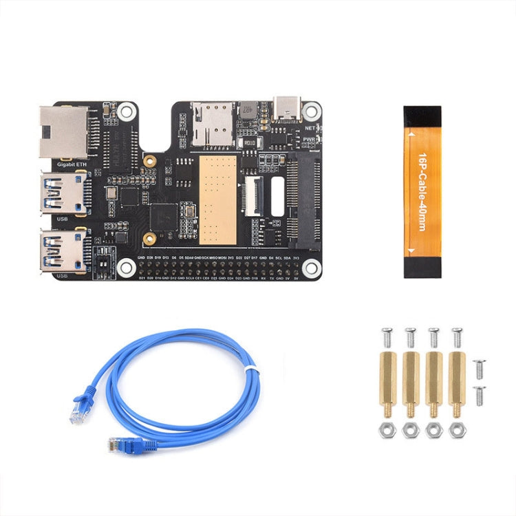 Waveshare For Raspberry Pi 5 PCIe to MiniPCIe / Gigabit Ethernet / USB 3.2 Gen1 HAT, Spec: No Accessories - free shipping - PMC Jewellery - Order now!