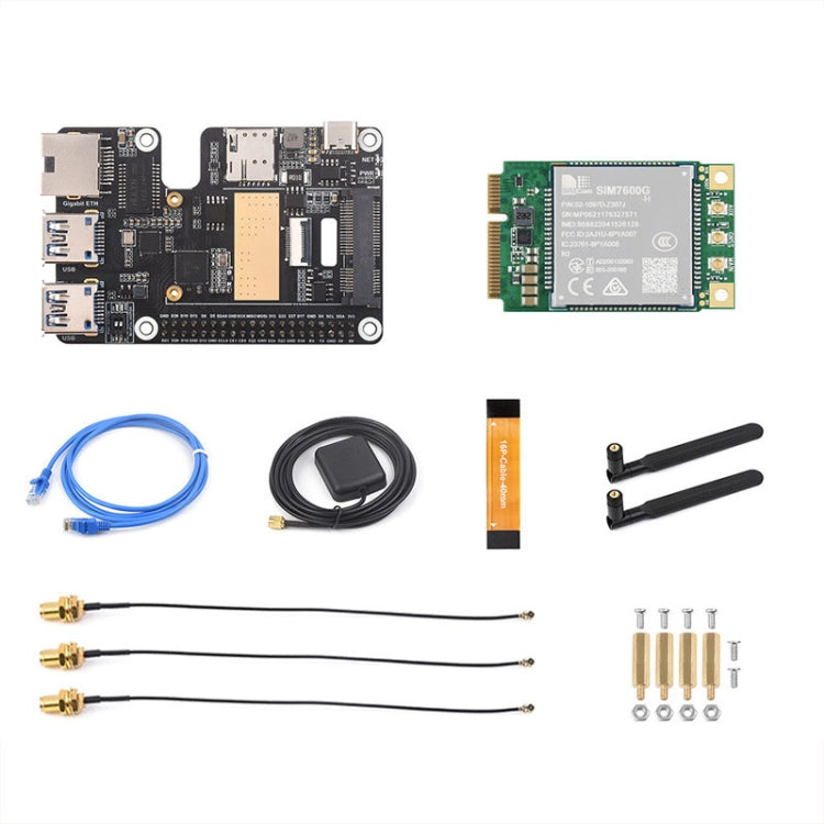 Waveshare For Raspberry Pi 5 PCIe to MiniPCIe / Gigabit Ethernet / USB 3.2 Gen1 HAT, Spec: SIM7600G-H - free shipping - PMC Jewellery - Order now!