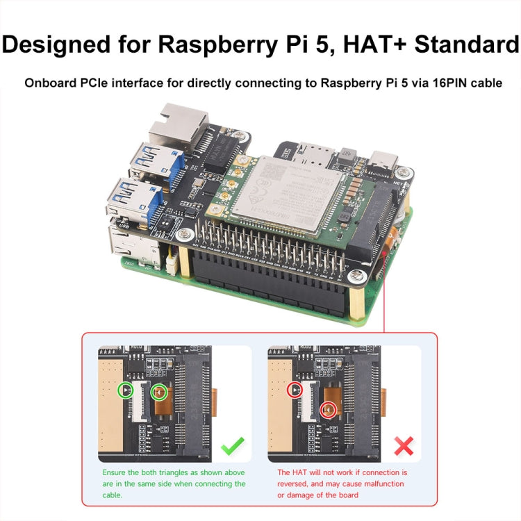 Waveshare For Raspberry Pi 5 PCIe to MiniPCIe / Gigabit Ethernet / USB 3.2 Gen1 HAT, Spec: SIM7600G-H - free shipping - PMC Jewellery - Order now!