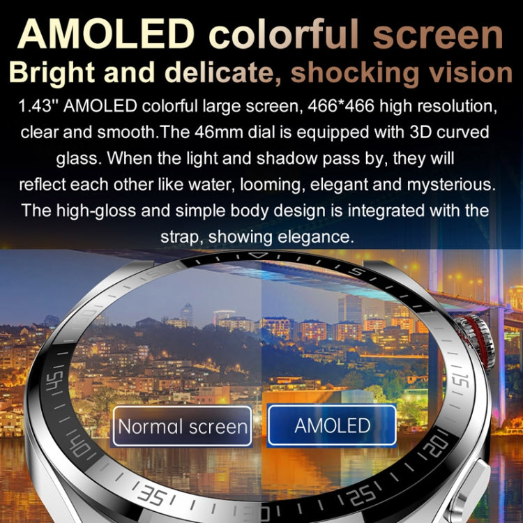 1.43 inch AMOLED Screen Smartwatch Heart Rate Blood Pressure Monitoring Bluetooth Talking Sports Watch, Color: Silver Orange Silicone Strap - Smart Watches by PMC TechLife | Online Shopping South Africa | PMC TechLife | Buy Now Pay Later Mobicred
