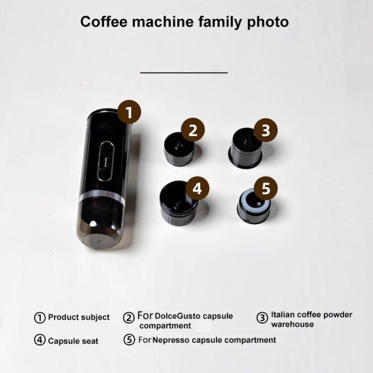 3 In 1 Automatic Wireless Italian Capsule Coffee Machine Portable Rechargeable Heating Coffee Maker(Black) - free shipping - PMC TechLife - Order now!