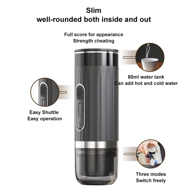 3 In 1 Automatic Wireless Italian Capsule Coffee Machine Portable Rechargeable Heating Coffee Maker(Black) - free shipping - PMC TechLife - Order now!