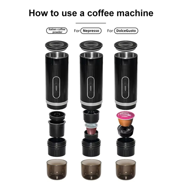 3 In 1 Automatic Wireless Italian Capsule Coffee Machine Portable Rechargeable Heating Coffee Maker(Black) - free shipping - PMC TechLife - Order now!