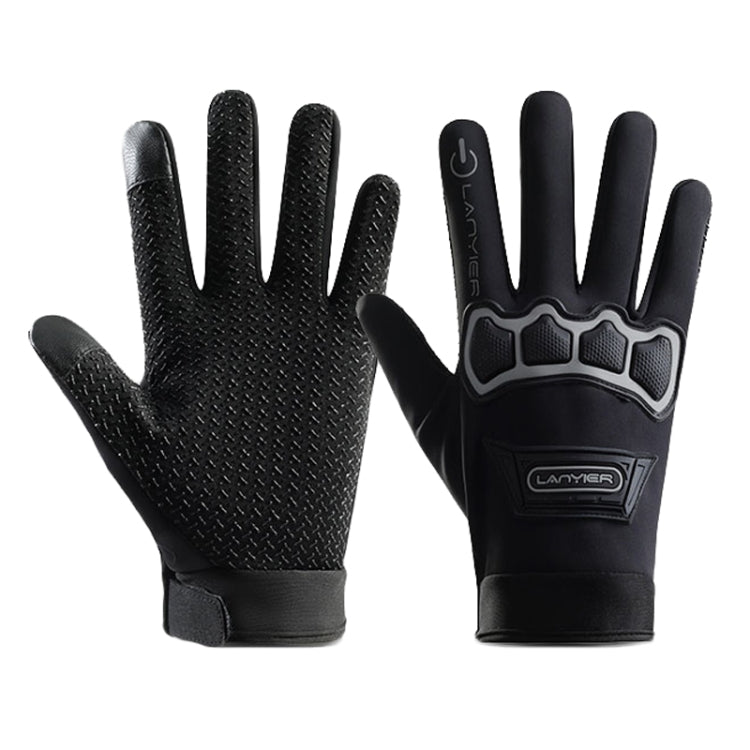 LANYIER Fall Winter Motorcycle Outdoor Riding Gloves Men Velvet Warm Non-slip Touch Screen Windproof Gloves, Size: Average(Gray) - Locomotive Gloves by LANYIER | Online Shopping South Africa | PMC TechLife | Buy Now Pay Later Mobicred