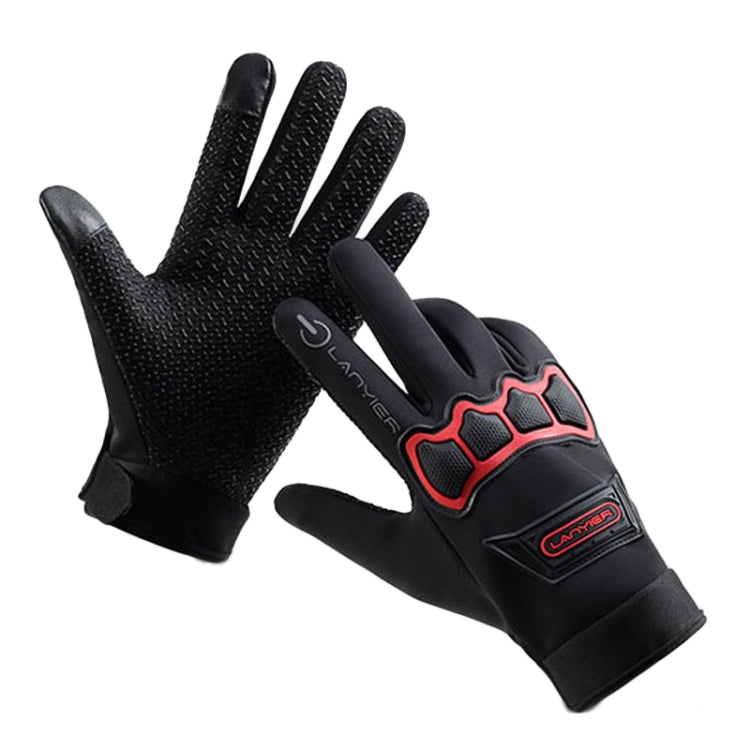 LANYIER Fall Winter Motorcycle Outdoor Riding Gloves Men Velvet Warm Non-slip Touch Screen Windproof Gloves, Size: Average(Gray) - Locomotive Gloves by LANYIER | Online Shopping South Africa | PMC TechLife | Buy Now Pay Later Mobicred