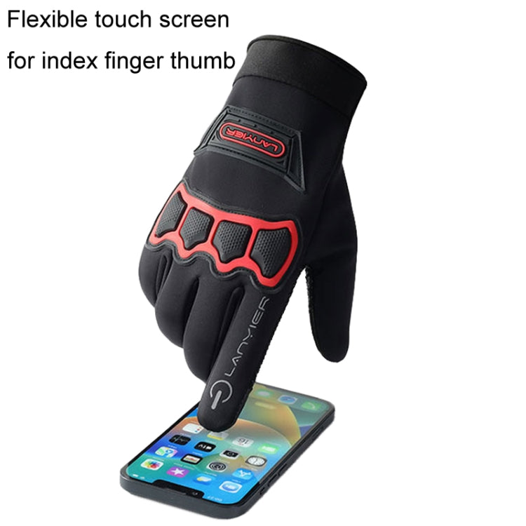 LANYIER Fall Winter Motorcycle Outdoor Riding Gloves Men Velvet Warm Non-slip Touch Screen Windproof Gloves, Size: Average(Gray) - Locomotive Gloves by LANYIER | Online Shopping South Africa | PMC TechLife | Buy Now Pay Later Mobicred