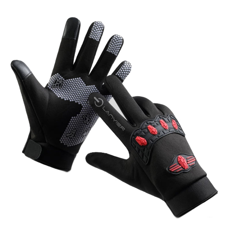 LANYIER Fall Winter Men Outdoor Motorcycle Gloves Riding Warm Windproof Anti-Slip Waterproof Touch Screen Gloves, Size: Average(Red) - Safety Gloves by LANYIER | Online Shopping South Africa | PMC TechLife | Buy Now Pay Later Mobicred