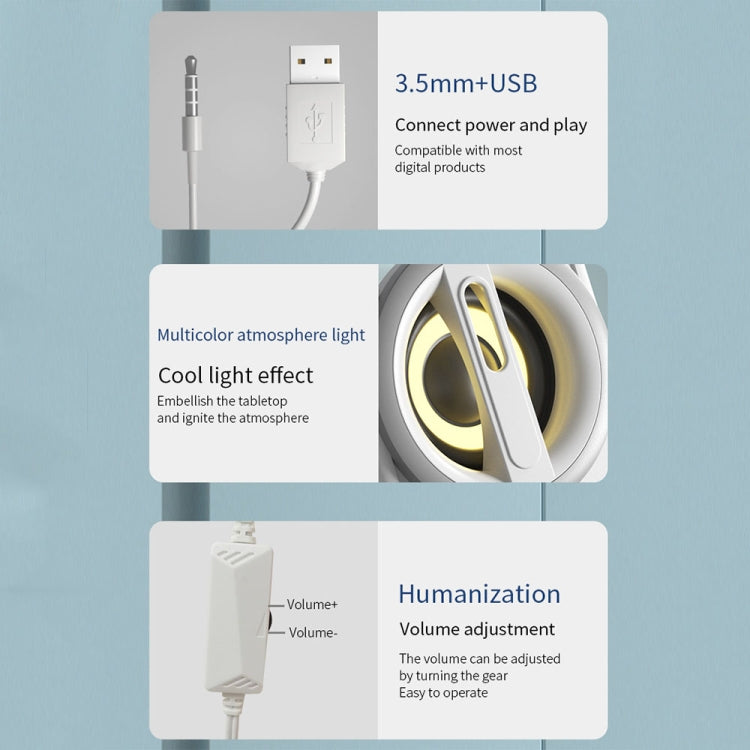 K1 Mini Desktop Computer Wired Speakers USB Subwoofer Speaker, Color: Light Edition White -  by PMC TechLife | Online Shopping South Africa | PMC TechLife | Buy Now Pay Later Mobicred