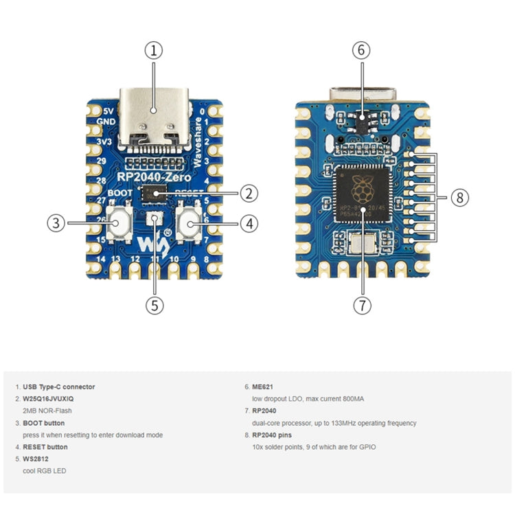 Waveshare Pico-Like MCU Board Based On Raspberry Pi RP2040, Spec: Zero - Boards & Shields by Waveshare | Online Shopping South Africa | PMC TechLife | Buy Now Pay Later Mobicred